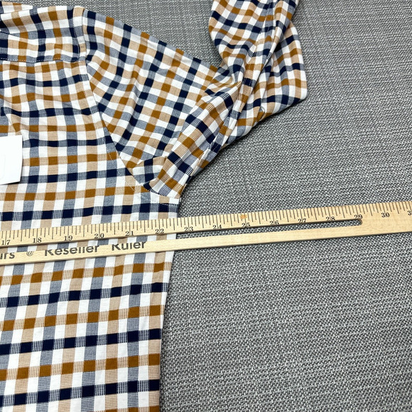 Butter Cloth Shirt Mens Large Blue Check‎ Contrasting Flip Cuff Lightweight - Picture 8 of 13